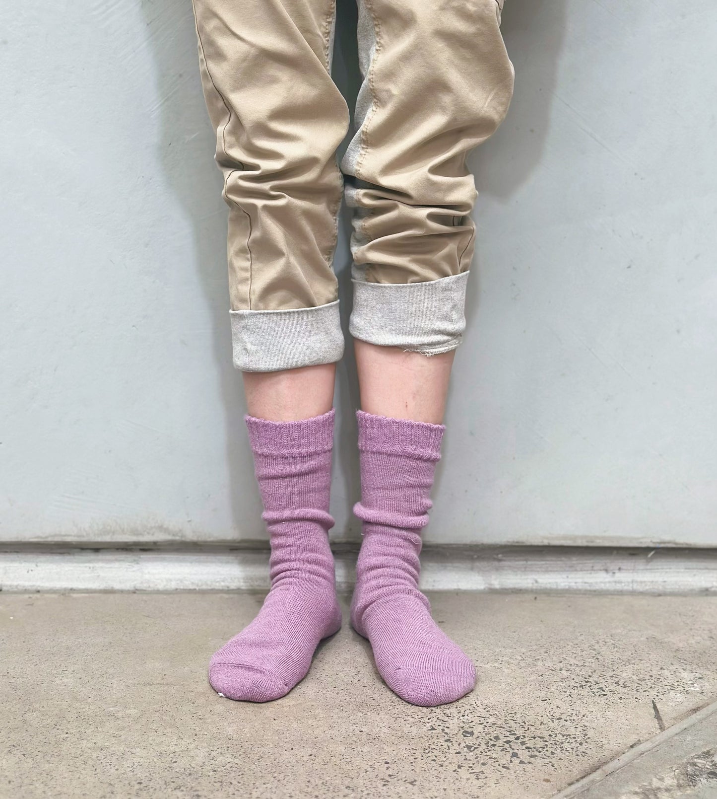 Angora Wool Blend Cushion Crew Socks - Orange