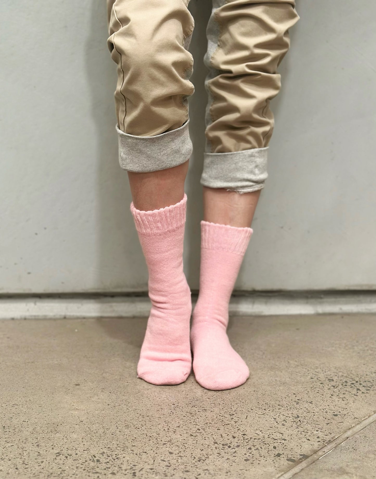 Angora Wool Blend Cushion Crew Socks - Orange