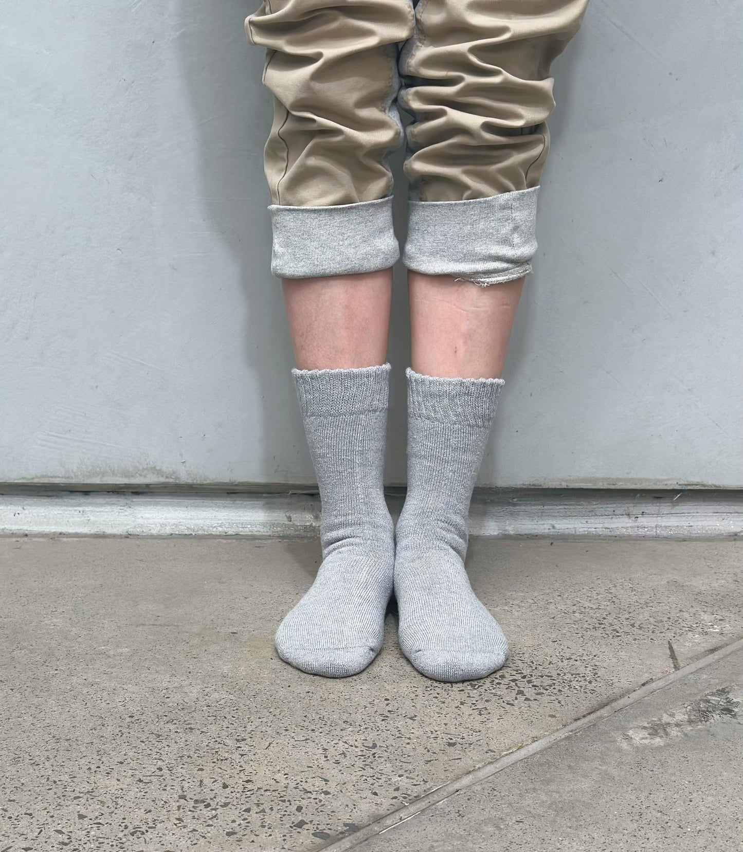 Angora Wool Blend Cushion Crew Socks - Orange