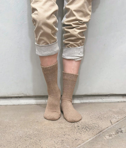 Angora Wool Blend Cushion Crew Socks - Orange