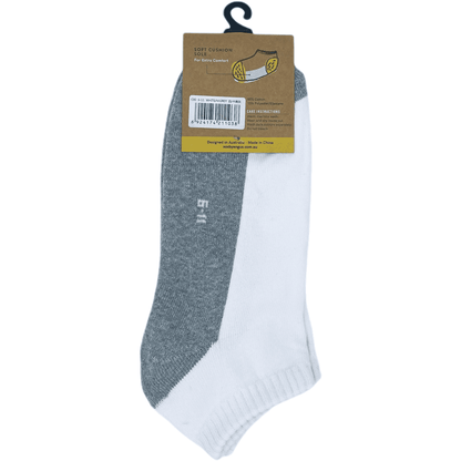 Cotton Cushion Anklet Socks - White/Grey