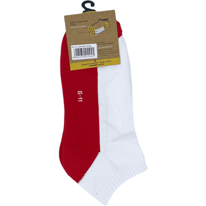 Cotton Cushion Anklet Socks - White/Red