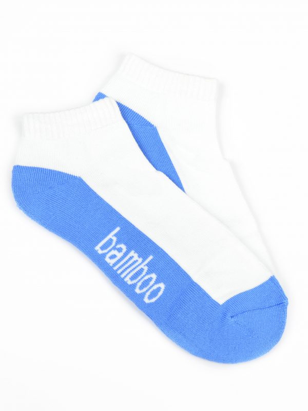 Bamboo Cushion Anklet Socks – White/Blue