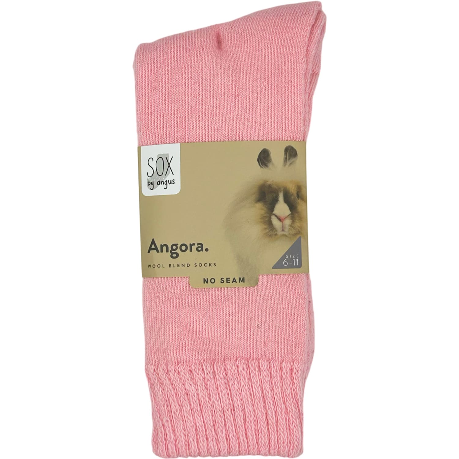 angora wool blend cushion crew socks | seamless | pink