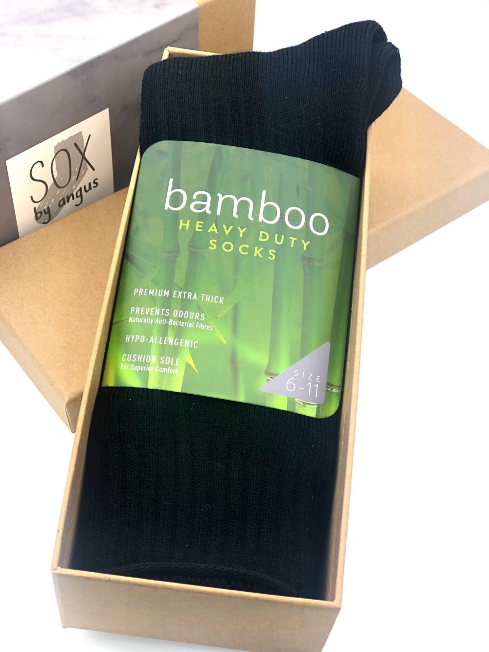gift box of bamboo heavy duty socks black