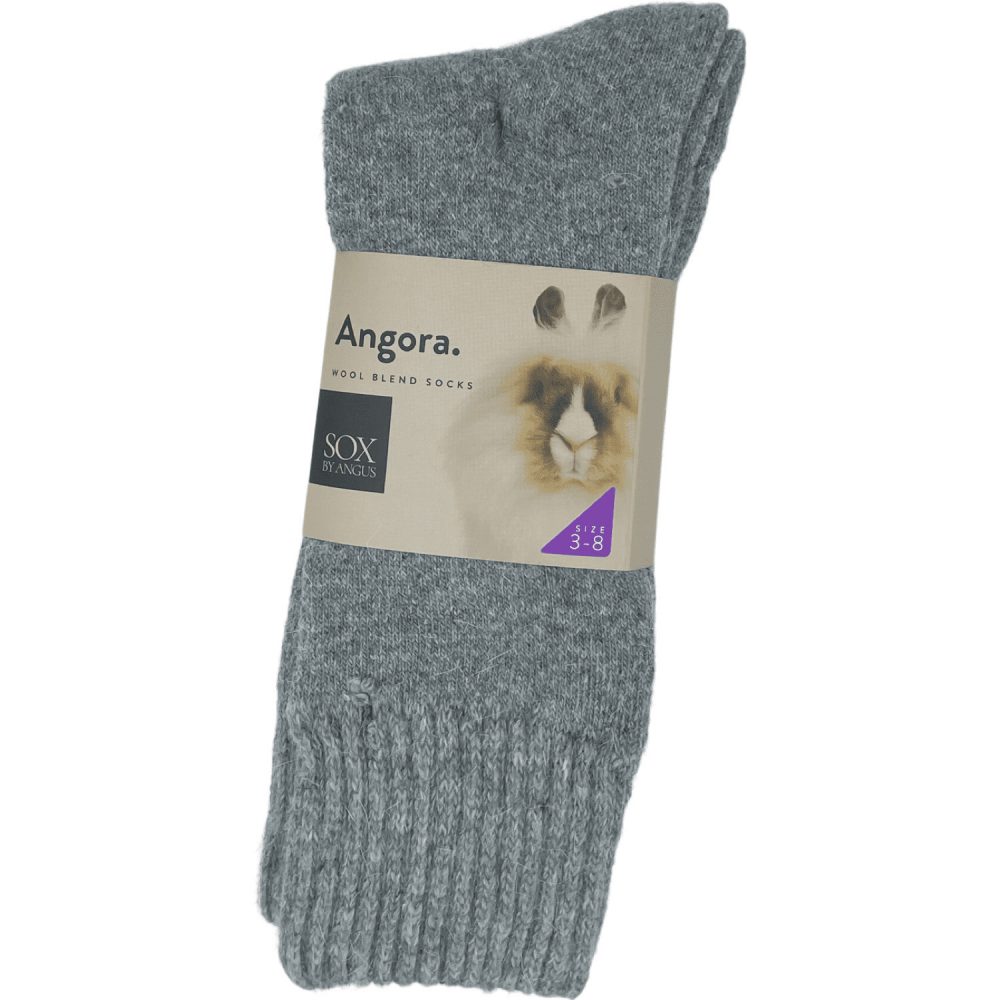 Angora Wool Blend Socks 2 Pair Pack - Light Grey