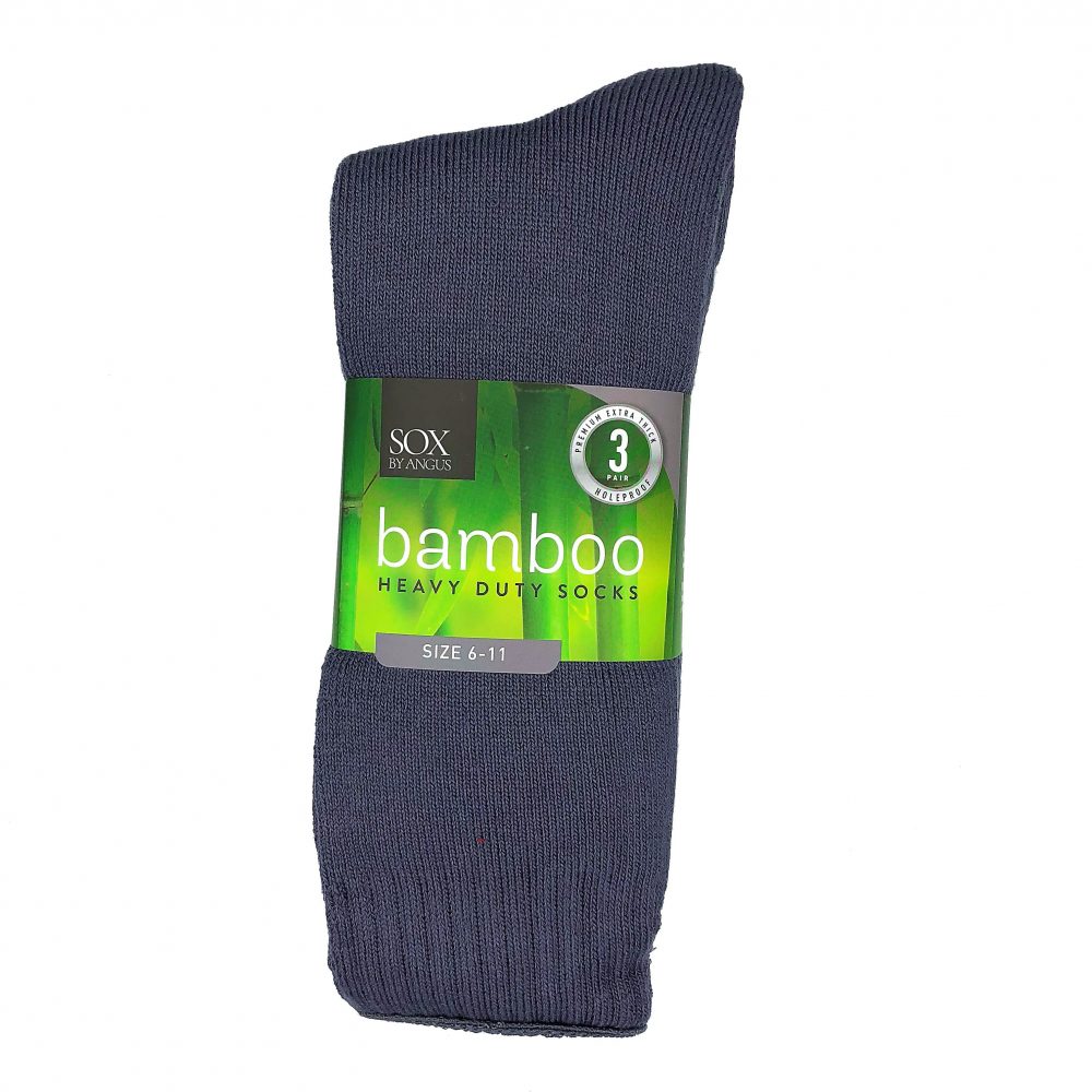 Bamboo Heavy Duty Socks - 3 Pairs Pack - Grey - 6 - 11, Single Buy $42/Pack 3