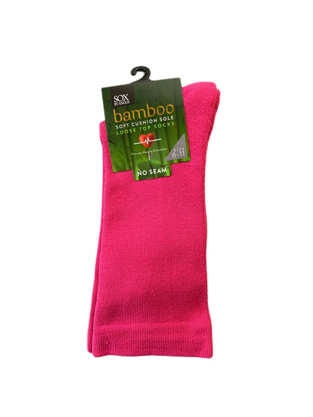 Bamboo Plain Cushion Foot Loose Top Socks - Hot Pink - 3 - 8, Bulk Buy $60/6 pairs