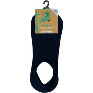 Bamboo Cushioning Sole Invisible Socks-high cut-Black