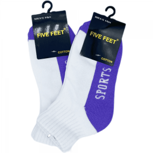 Cotton Quarter Crew Cushion Socks - White/Purple 2PK