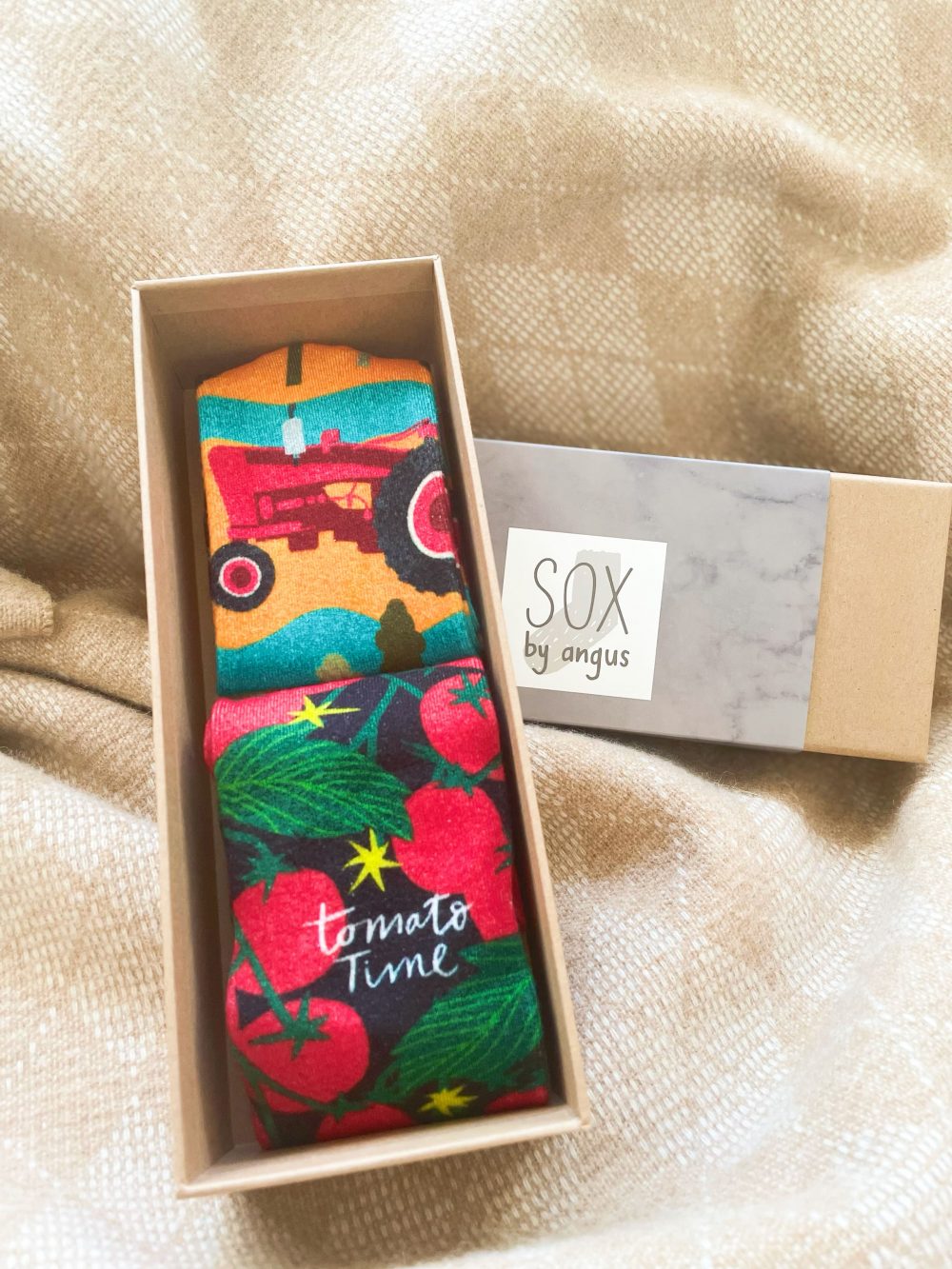bamboo digital printing novelty socks gift box of Hayride & Tomato socks