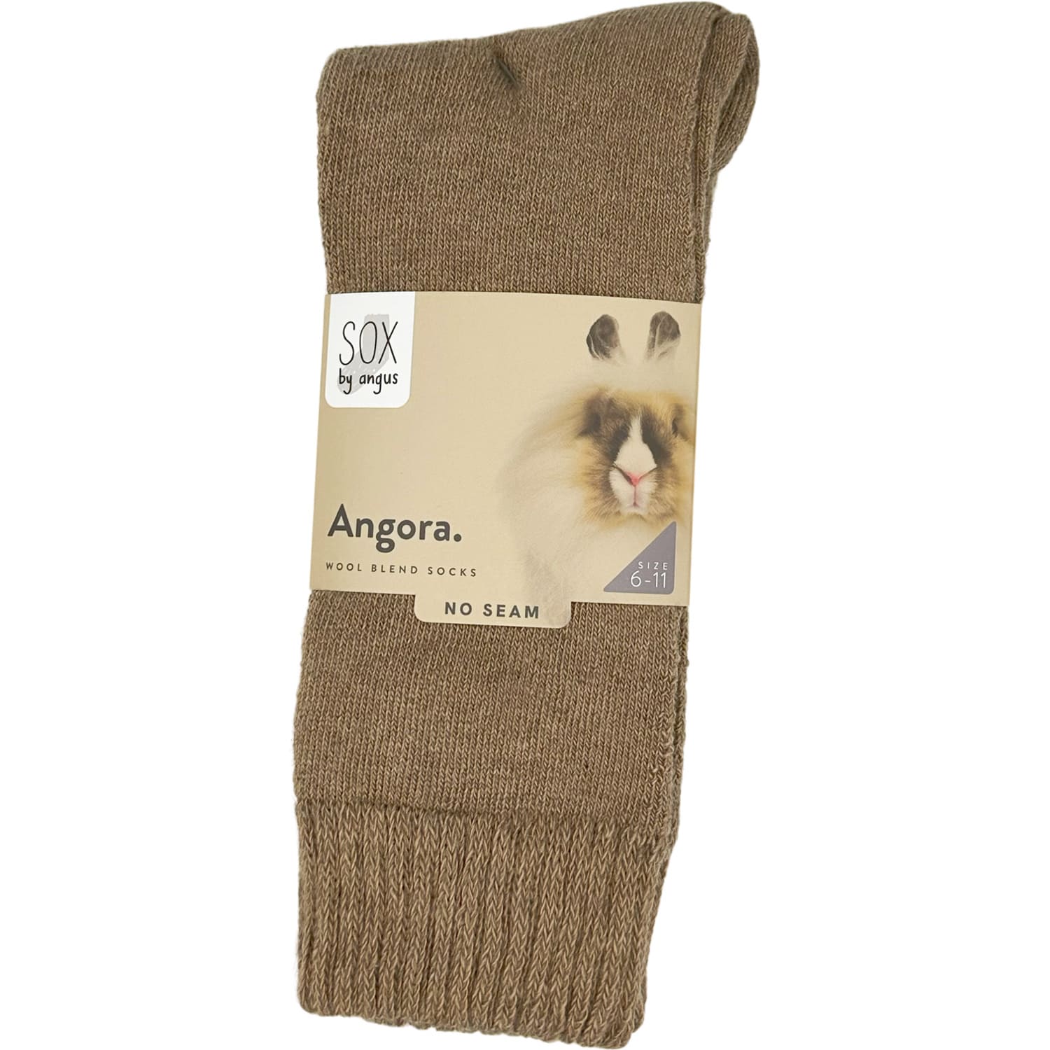 angora wool blend cushion crew socks | seamless | mocha brown